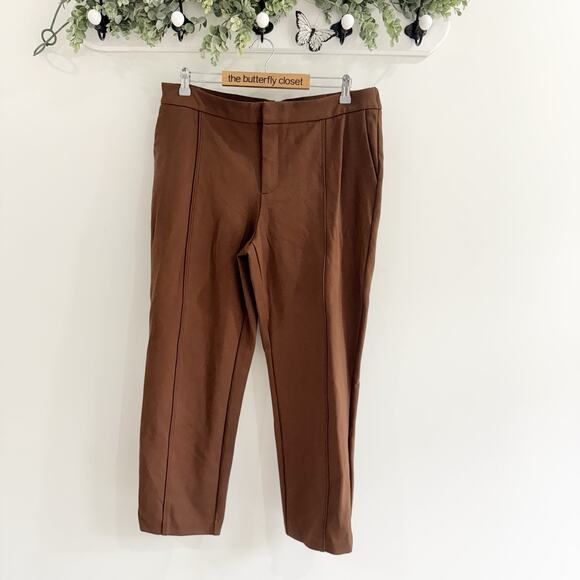 Eloquii Brown Ponte Knit Pleated Trouser Size 16 CP - Picture 1 of 4